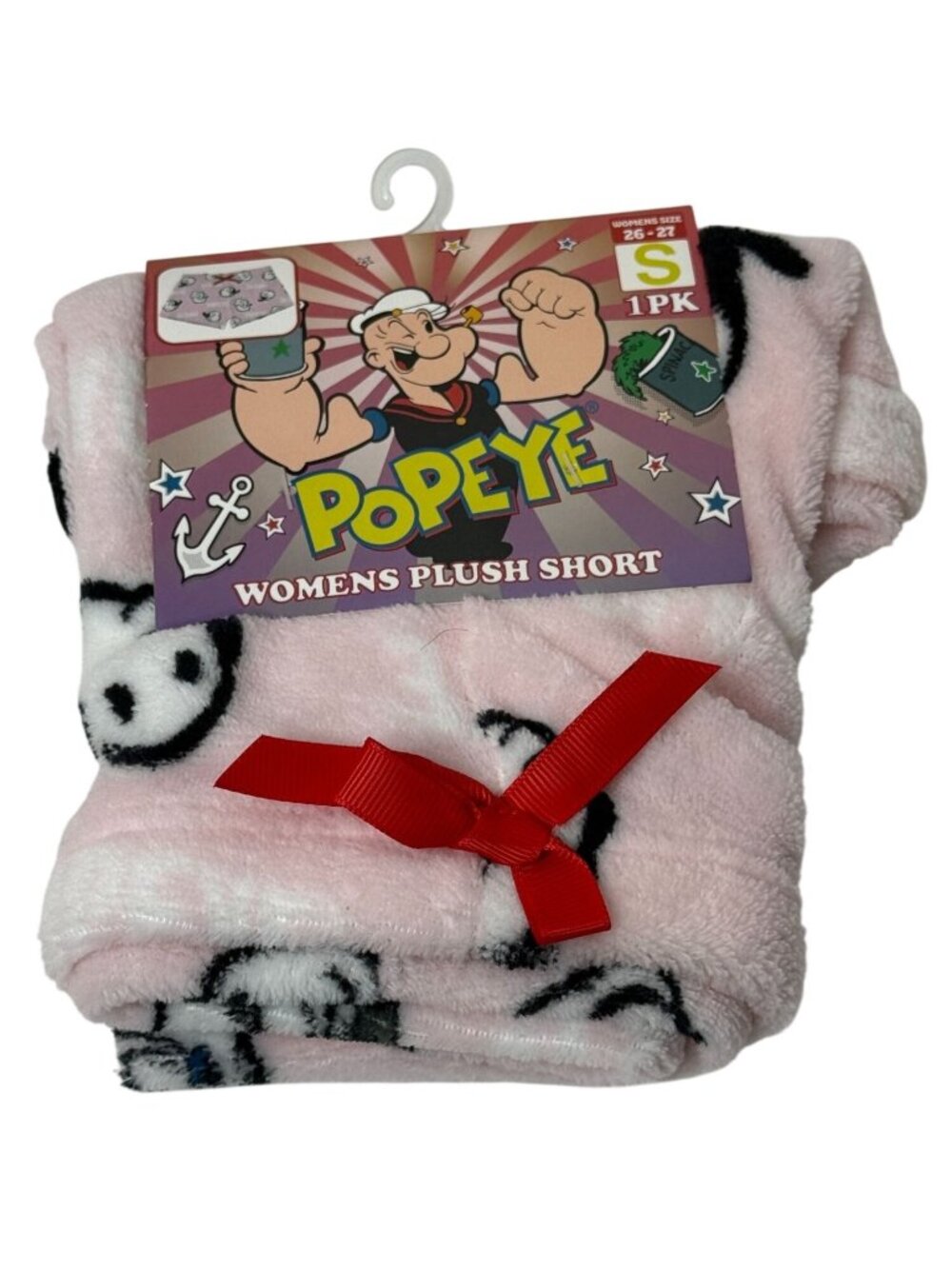 Popeye Plush Lounge Sleep Shorts Pink Cartoon Womens Small NWT